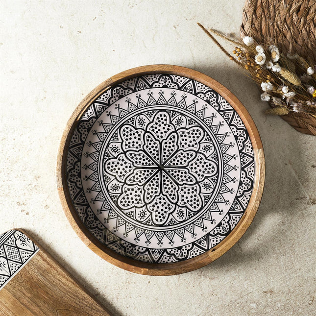 Dekoratīvs servēšanas paplāte no mango koka ar glancētu pārklājumu 35 cm