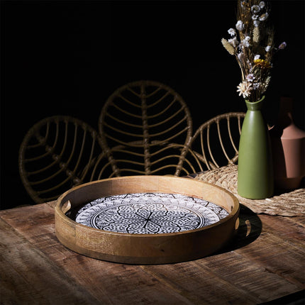 Dekoratīvs servēšanas paplāte no mango koka ar glancētu pārklājumu 35 cm