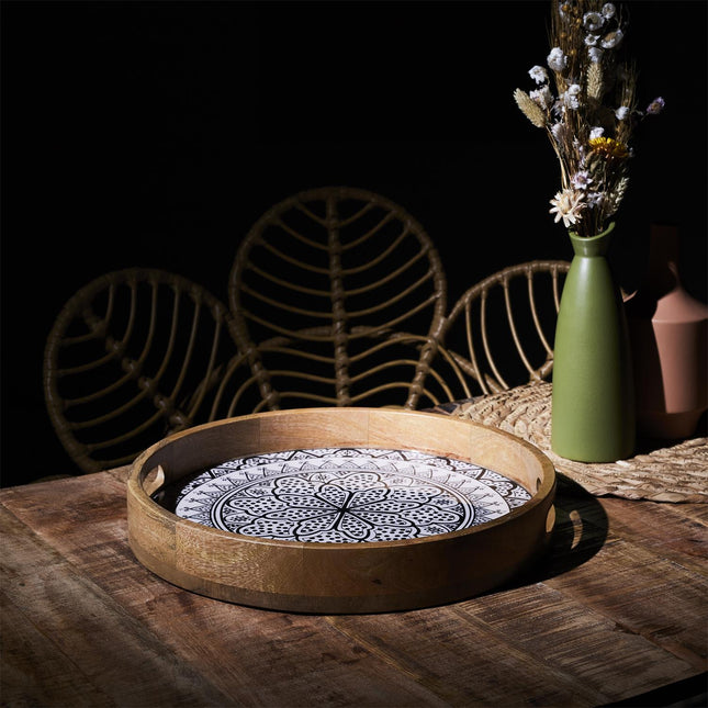 Dekoratīvs servēšanas paplāte no mango koka ar glancētu pārklājumu 35 cm