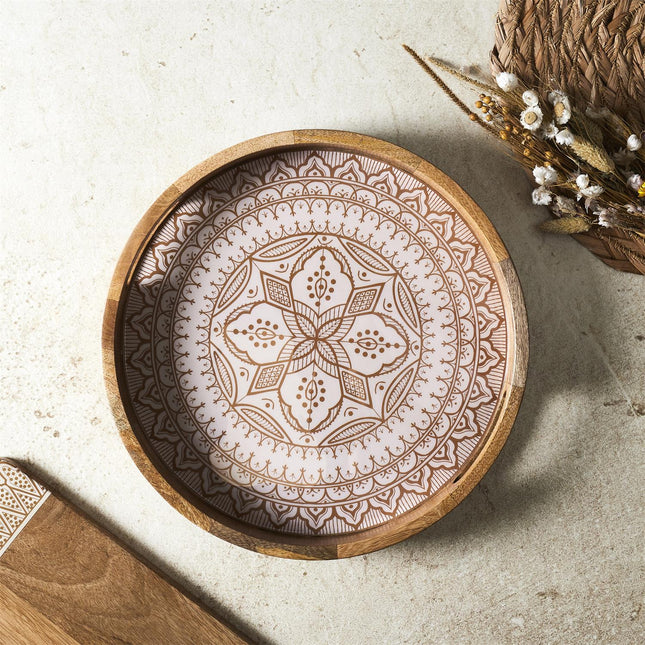 Dekoratīvs servēšanas paplāte no mango koka ar glancētu pārklājumu 35 cm