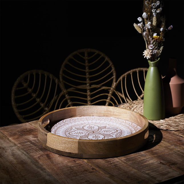 Dekoratīvs servēšanas paplāte no mango koka ar glancētu pārklājumu 35 cm