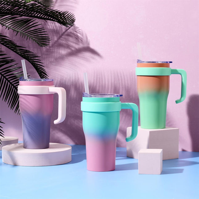 Termokrūze ar rokturi un salmiņu 600 ml