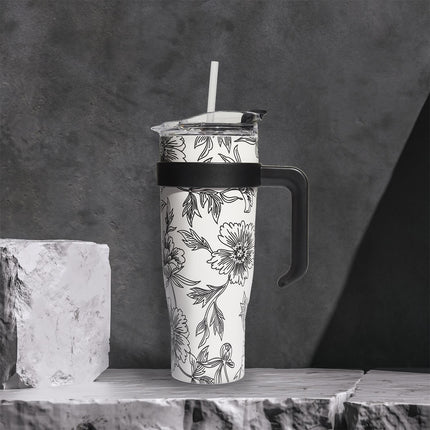 Liela termo krūze ar rokturi un salmiņu – 1,2 L