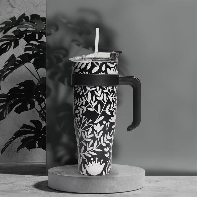 Liela termo krūze ar rokturi un salmiņu – 1,2 L