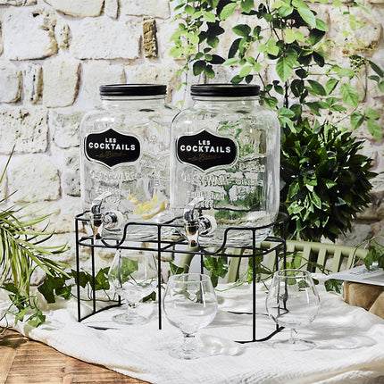 Dubultais dzērienu dozators ar statīvu 2 × 4 L