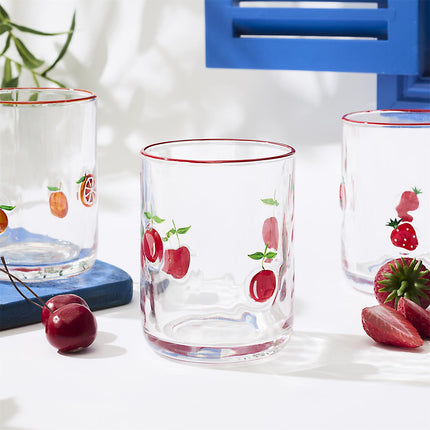 stikla glāze ar reljefa augļu motīviem 390ml