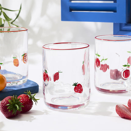 stikla glāze ar reljefa augļu motīviem 390ml