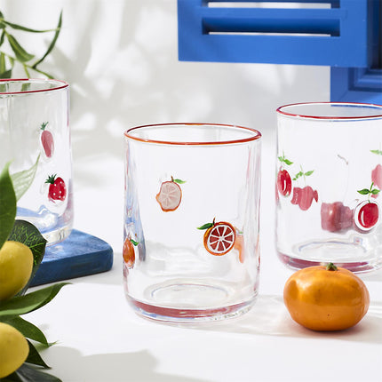 stikla glāze ar reljefa augļu motīviem 390ml