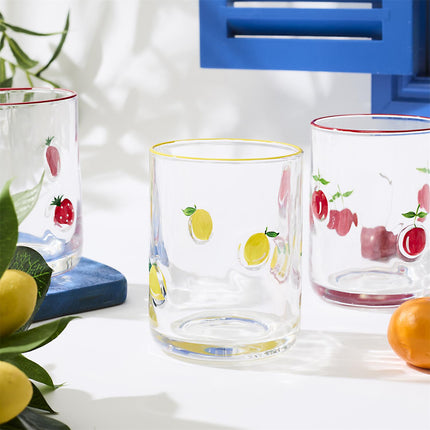 stikla glāze ar reljefa augļu motīviem 390ml