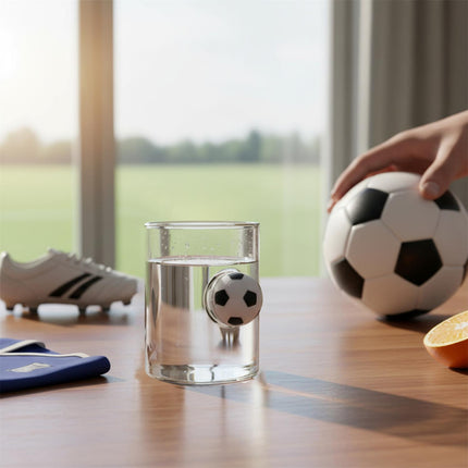 Stikla glāze ar 3D sporta bumbu – 350 ml, 3 dizaini