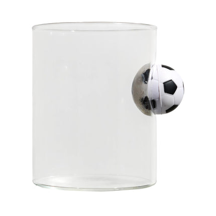 Stikla glāze ar 3D sporta bumbu – 350 ml, 3 dizaini