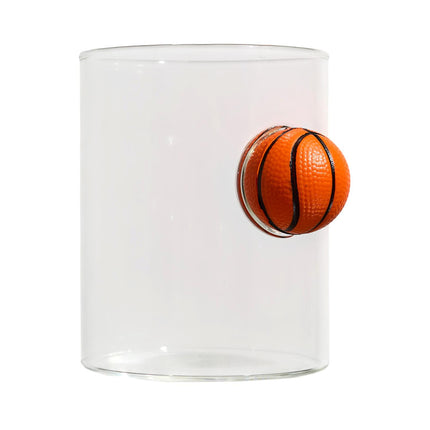 Stikla glāze ar 3D sporta bumbu – 350 ml, 3 dizaini