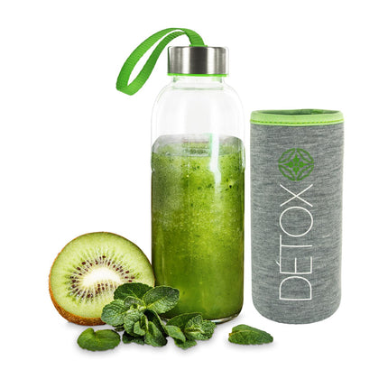 DETOX stikla pudele ar aizsargapvalku – 400 ml, 3 krāsas