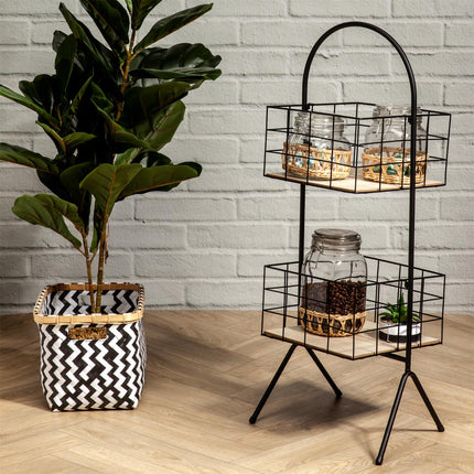 Divlīmeņu metāla plaukts-organizātors ar koka pamatnēm – h81,5 cm