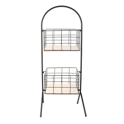 Divlīmeņu metāla plaukts-organizātors ar koka pamatnēm – h81,5 cm