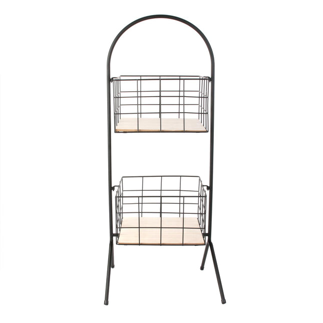 Divlīmeņu metāla plaukts-organizātors ar koka pamatnēm – h81,5 cm