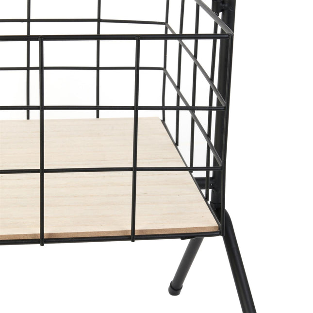 Divlīmeņu metāla plaukts-organizātors ar koka pamatnēm – h81,5 cm