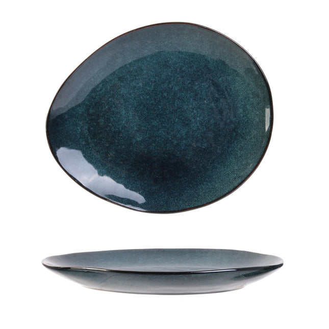 Ovāls keramikas šķīvis – tumši zils, stoneware