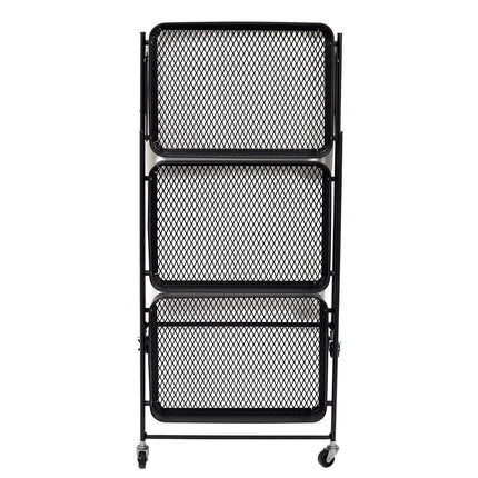 Salokāms metāla plaukts–ratiņi ar 3 līmeņiem un riteņiem