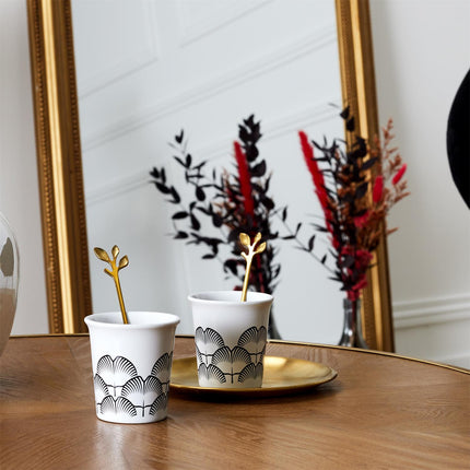 Zelta karotīšu komplekts ar lapu dizainu (4 gab.)