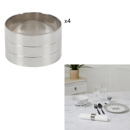 Metāla salvešu gredzeni sudraba krāsā – 4 gab.