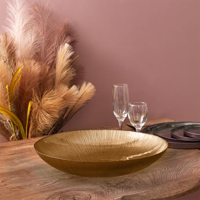Dekoratīvā bļoda zelta tonī Ø30 cm – eleganta galda un interjera rota