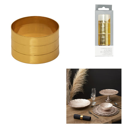 Metāla salvešu gredzeni zelta krāsā – 4 gab.