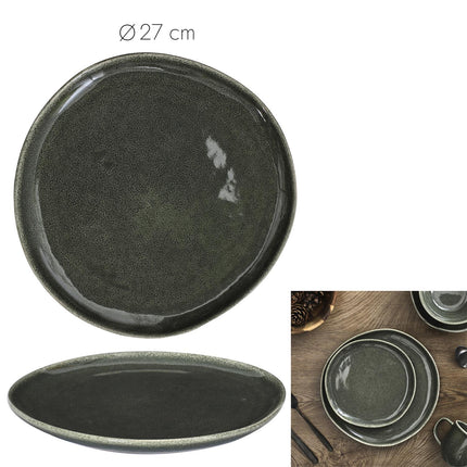 Akmensmasas šķīvis tumši zaļā tonī – Ø 27 cm