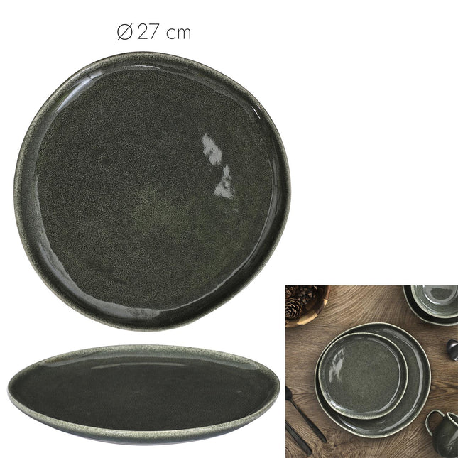 Akmensmasas šķīvis tumši zaļā tonī – Ø 27 cm