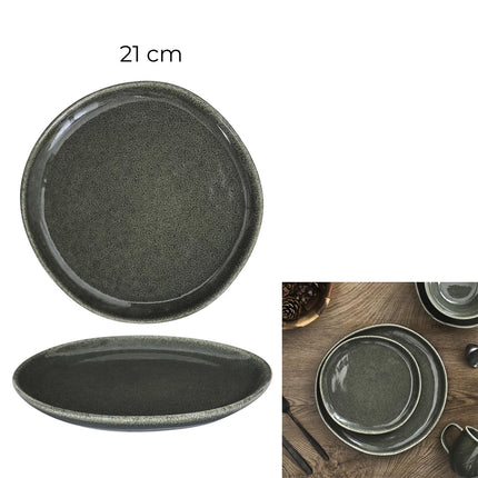 Akmensmasas šķīvis tumši zaļā tonī – 21 cm