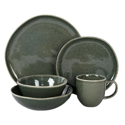 Akmensmasas šķīvis tumši zaļā tonī – 21 cm