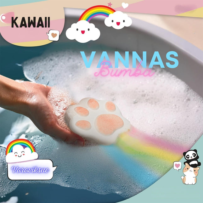 Vannas bumba “Kawaii Varavīksne” – mākonīša, ķepiņas forma (150 g)