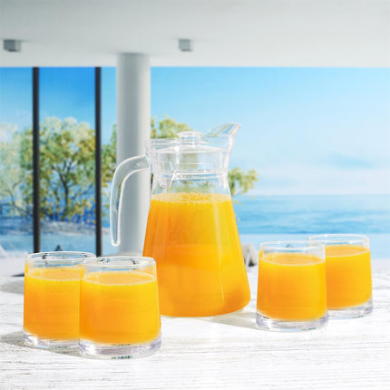 Stikla karafe ar 4 glāzēm – 1,5 l komplekts