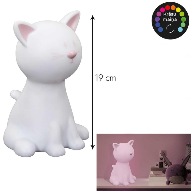 LED naktslampiņa “Kaķītis” ar krāsu maiņu – bērniem un mierīgai noskaņai