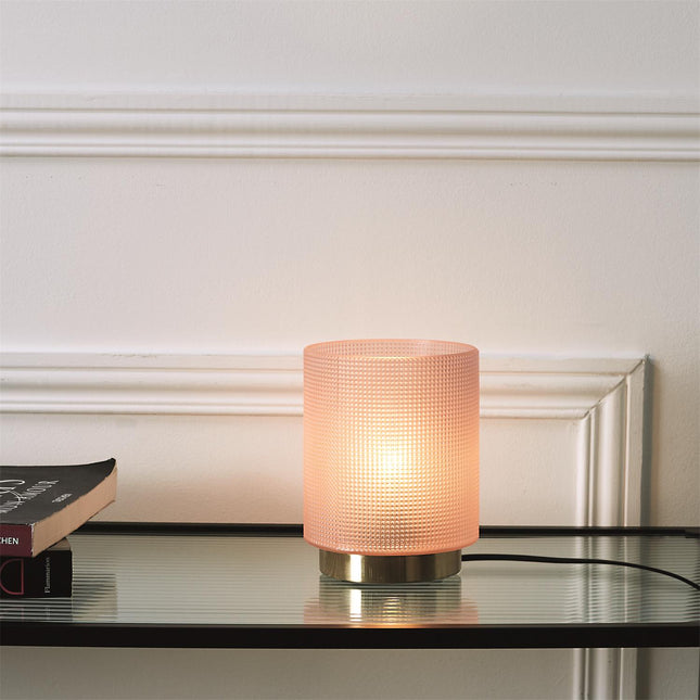 Galda lampa ar teksturētu stiklu un zelta pamatni