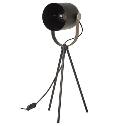 Industriāla stila galda lampa uz statīva – melns metāls 46cm