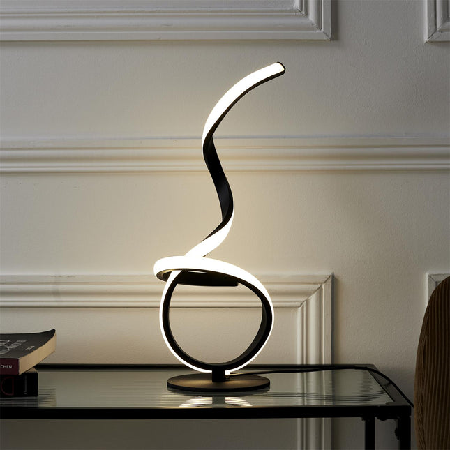 Dekoratīvā LED galda lampa – moderna spirāles forma, 46 cm
