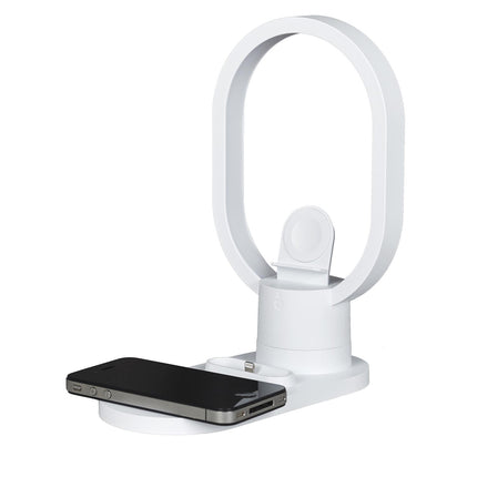 LED galda lampa ar 3-in-1 bezvadu uzlādes bāzi – telefona, pulksteņa un austiņu lādētājs