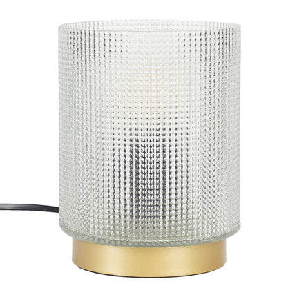 Galda lampa ar teksturētu stiklu un zelta pamatni