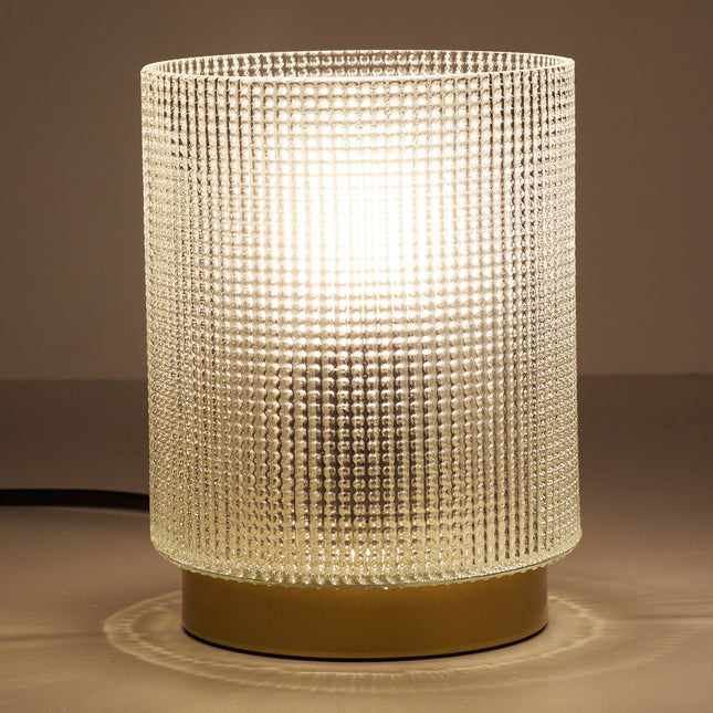 Galda lampa ar teksturētu stiklu un zelta pamatni