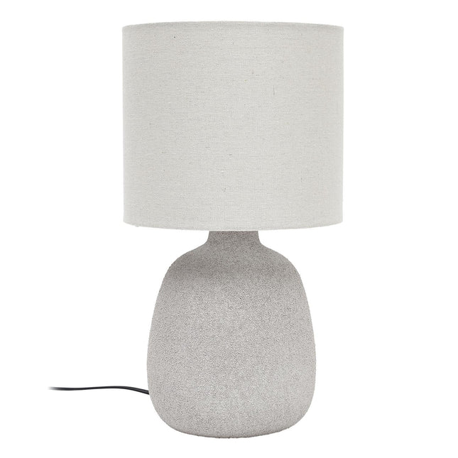 Keramikas galda lampa ar lina abažūru – 40 cm, moderna interjera lampa