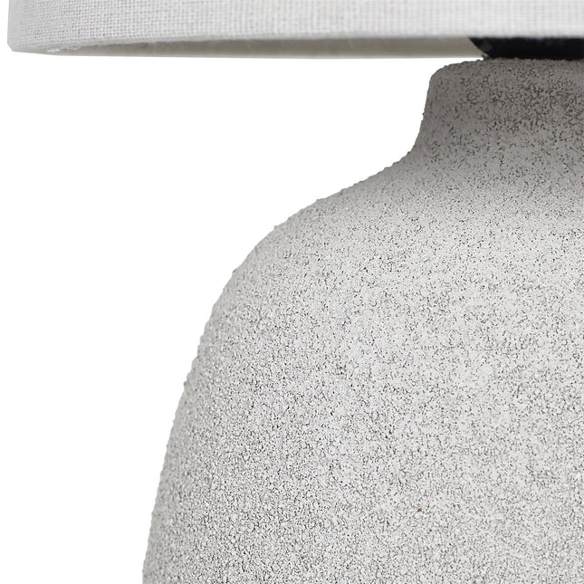 Keramikas galda lampa ar lina abažūru – 40 cm, moderna interjera lampa