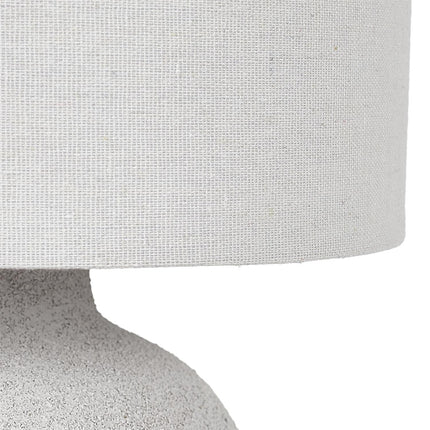 Keramikas galda lampa ar lina abažūru – 40 cm, moderna interjera lampa