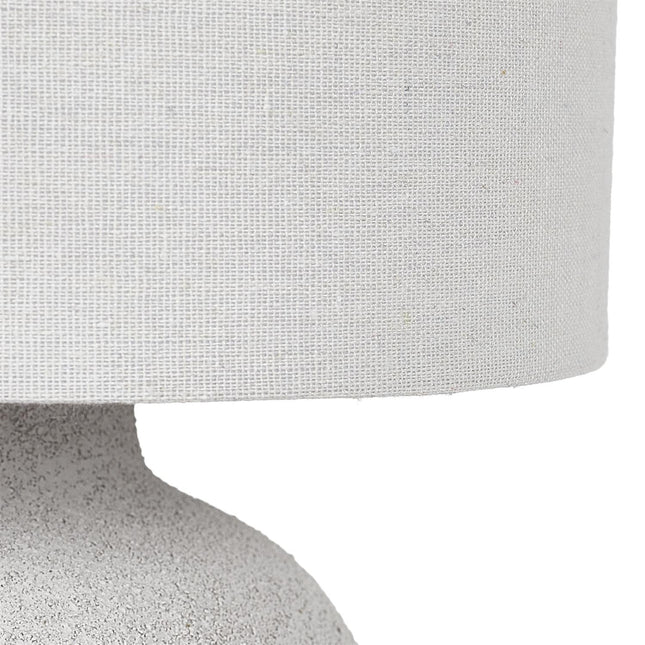 Keramikas galda lampa ar lina abažūru – 40 cm, moderna interjera lampa