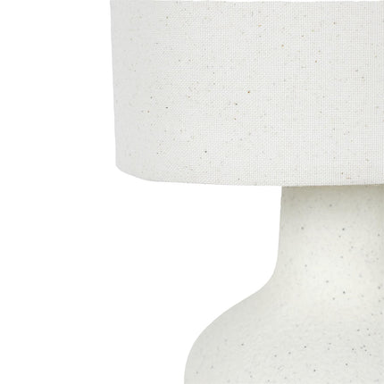 Keramikas galda lampa ar lina abažūru – 50 cm, krēmkrāsas interjera lampa