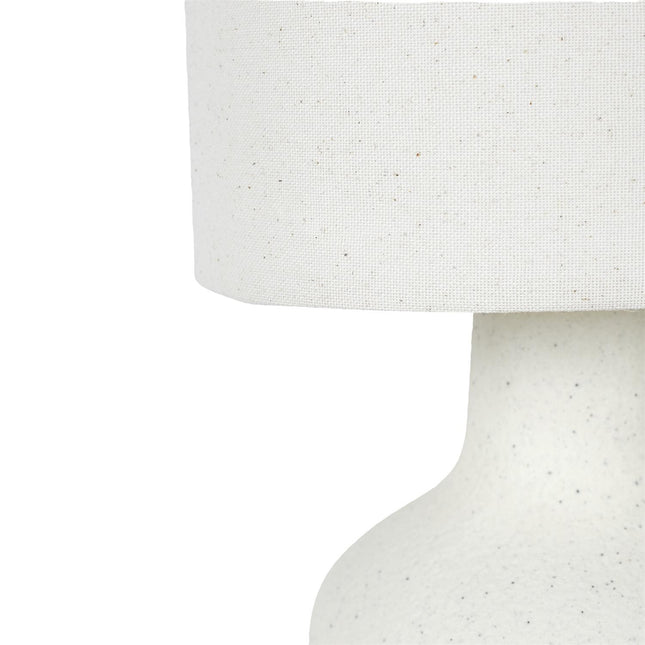 Keramikas galda lampa ar lina abažūru – 50 cm, krēmkrāsas interjera lampa