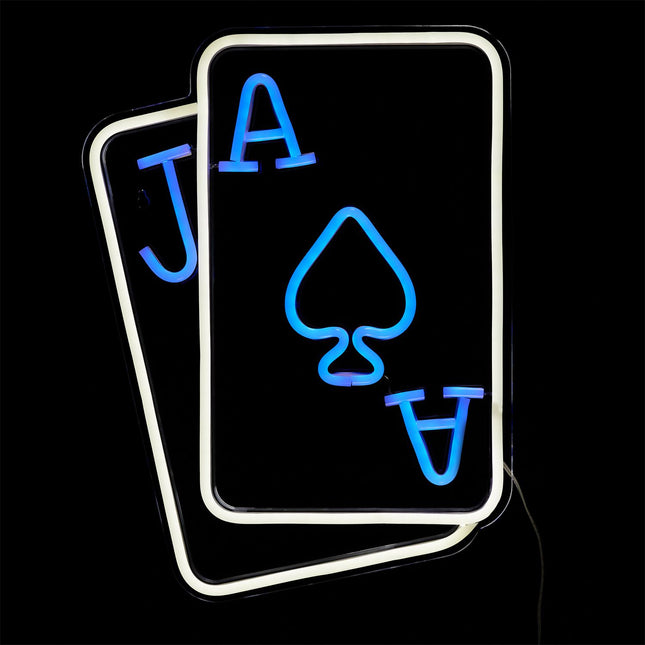 LED neona sienas lampa – kāršu dizains, 28 × 28 cm