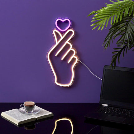 LED neona efekta lampa “Love Sign” – rokas žests ar sirdi