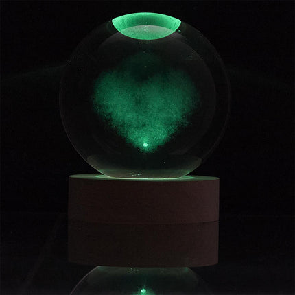 Stikla kristāla bumbiņa ar krāsu mainošu LED apgaismojumu