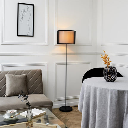 Stāvlampa ar dubulto abažūru – melna / pelēka, 150 cm